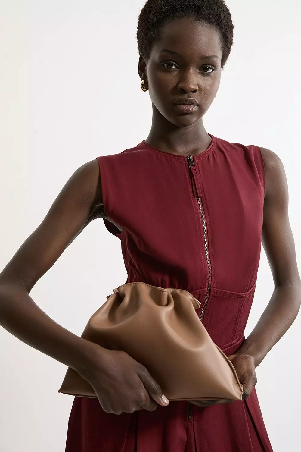 Premium Leather Scrunch Clutch Karen Millen